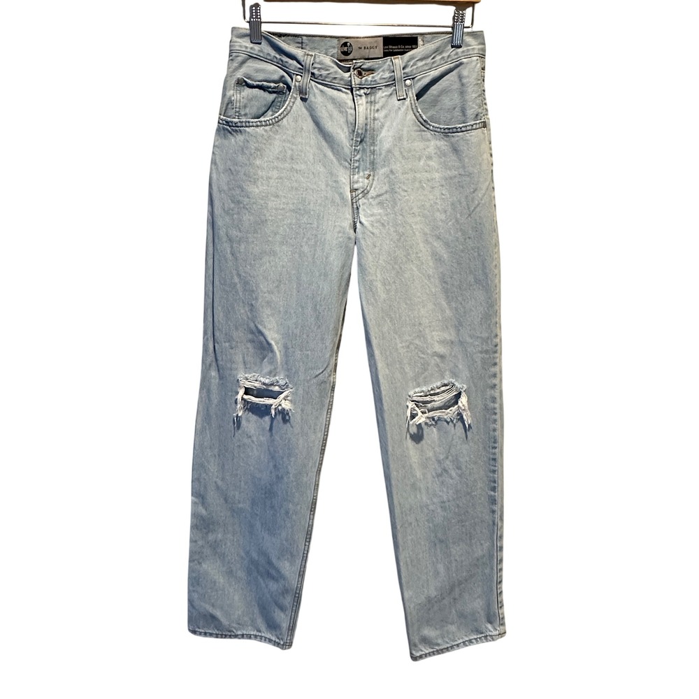 Levis SilverTab 94 Baggy Jeans Women 28x31 Light Wash Distressed High Rise Denim